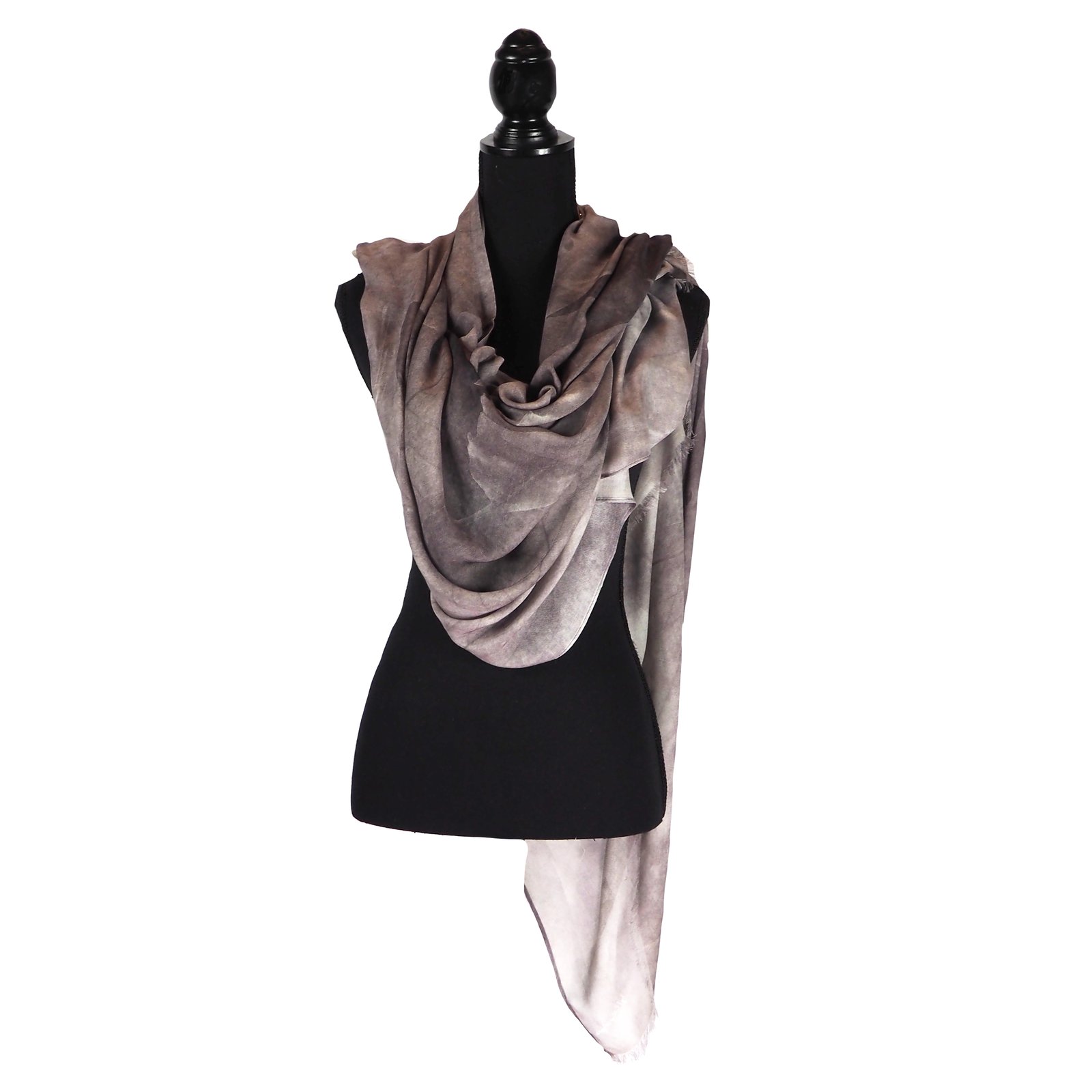 Cashmere Silk Autumn Leaves Charcoal Silk Art Scarves